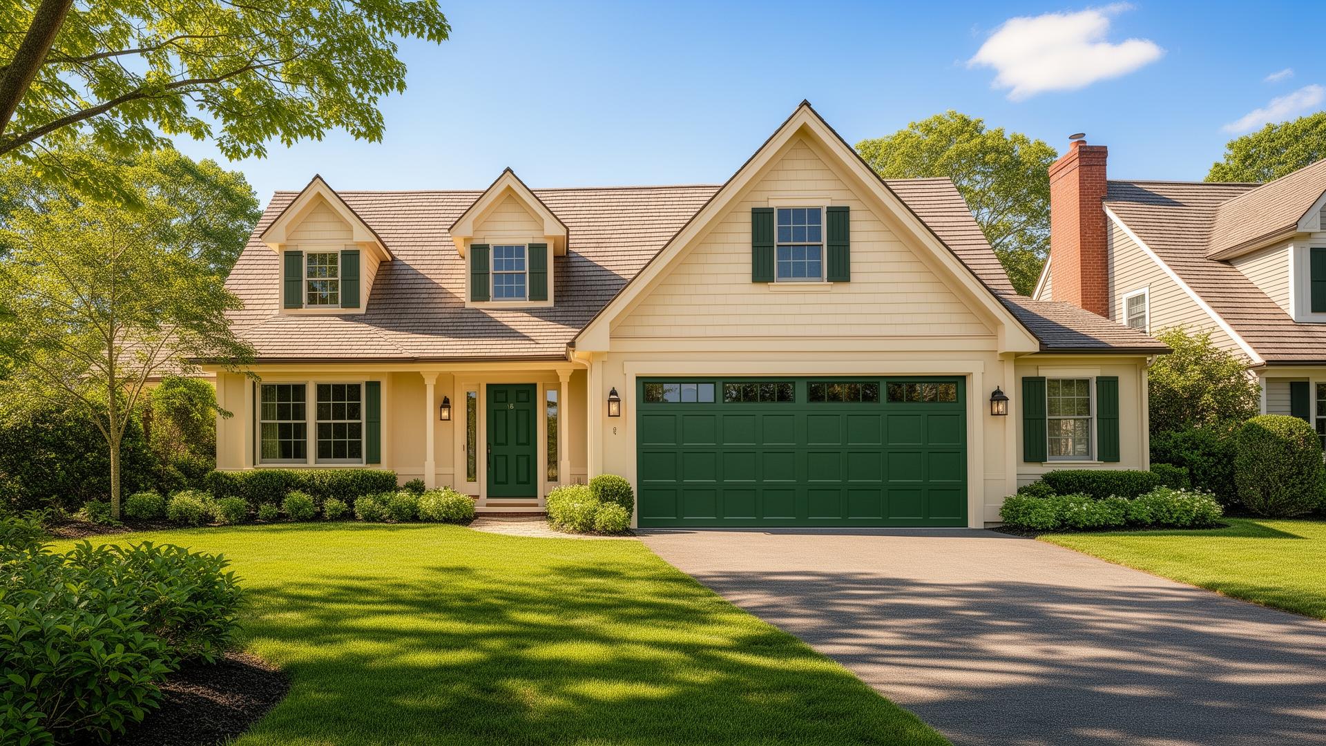 Beautiful custom garage door on a Cape Cod home in Falmouth